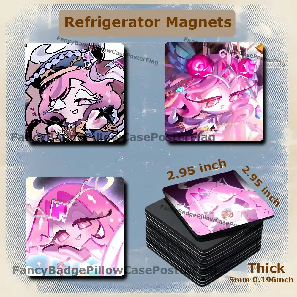 E-Eternal Sugar Cookie Game 75mm Frigerator Magnet Square Stickers Personalize Fridge Refrigerator Wall Door Decoration