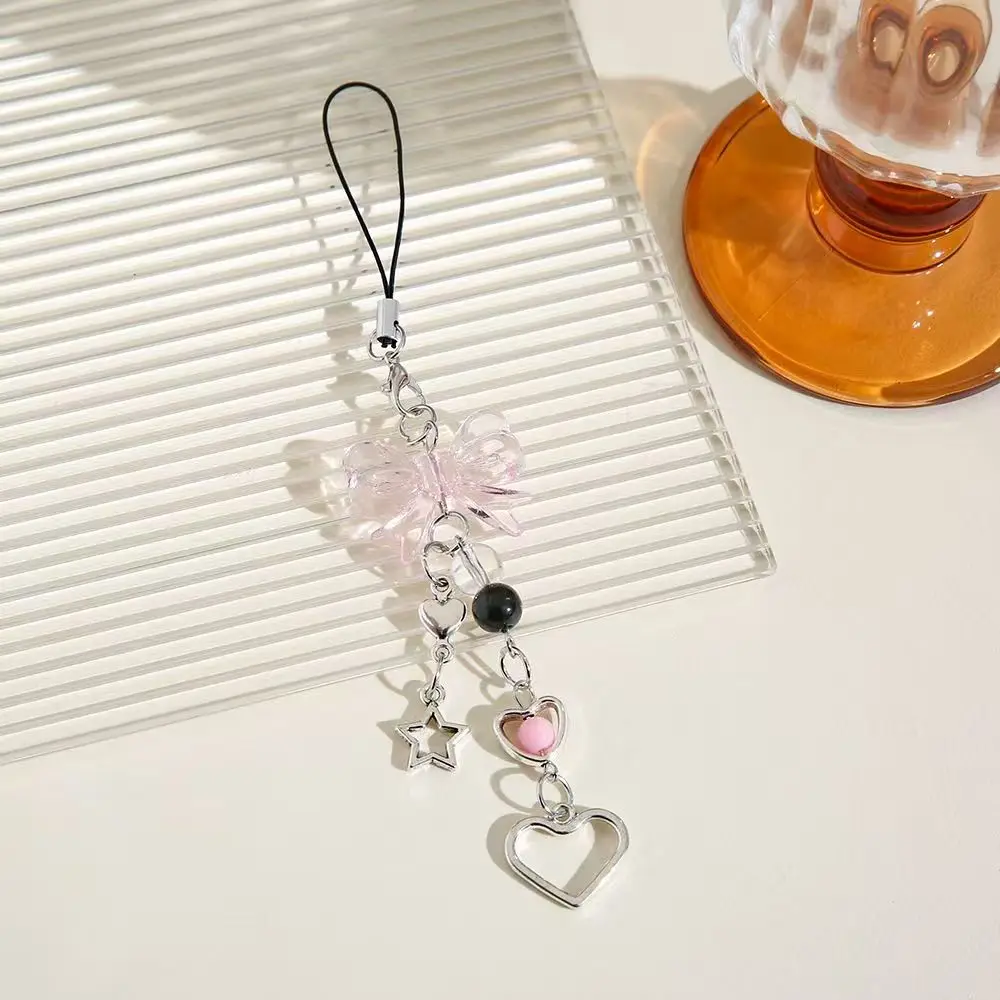 حساسة القوس ستار القلب المفاتيح للهاتف الإبداعية الحبل مفتاح سلسلة حقيبة سلسلة بدلاية هاتف Y2K Kpop مجوهرات الفتيات هدية