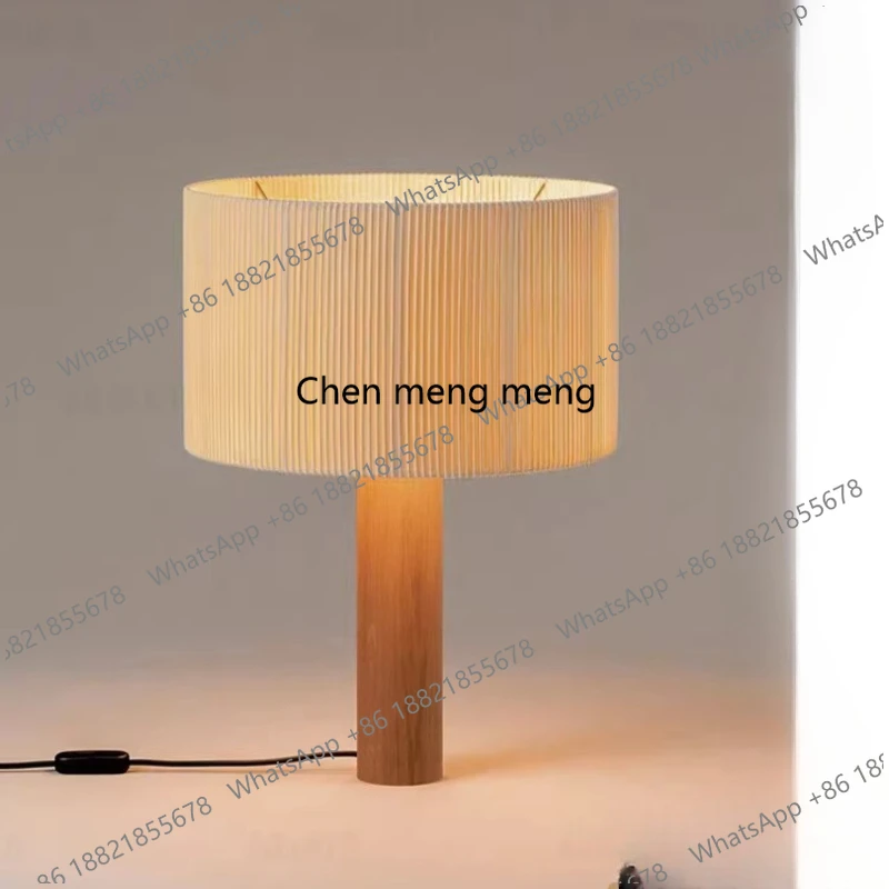 

Medieval, solid wood desk lamp Bedroom bedside table Fabric decorative lamp