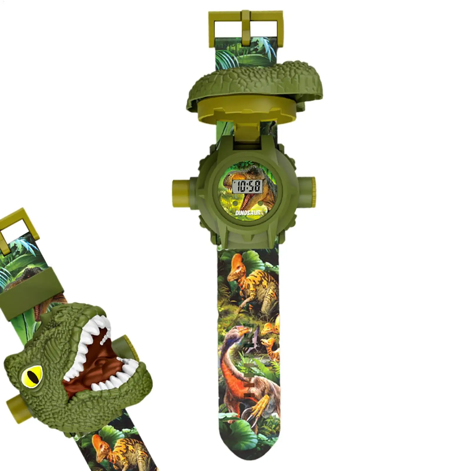 Kids Dinosaur Projection Watch Projector Toy with 24 Patterns Christmas Electronic Watch Educational Toys Gift for Boys Girls