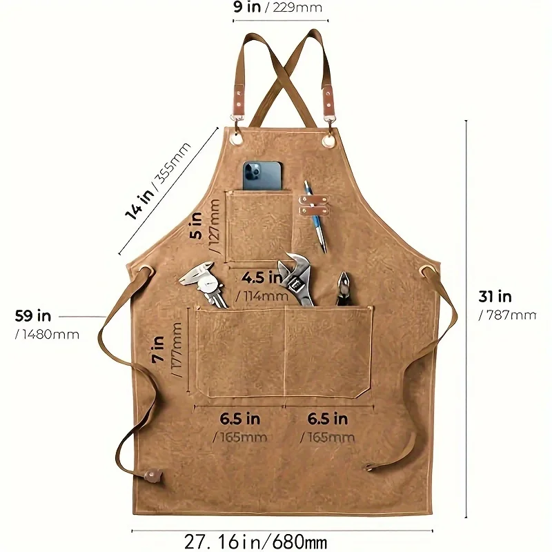 Canvas Kitchen Aprons For Woman Men Chef Work Apron For Grill Restaurant Bar Shop Cafes Beauty Nails Studios Uniform