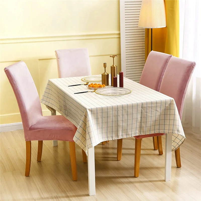 A04I 2 قطعة أغطية كراسي لكراسي تناول الطعام، مع أغطية كراسي طعام مخملية مرنة أغطية كراسي للمطبخ، وردي