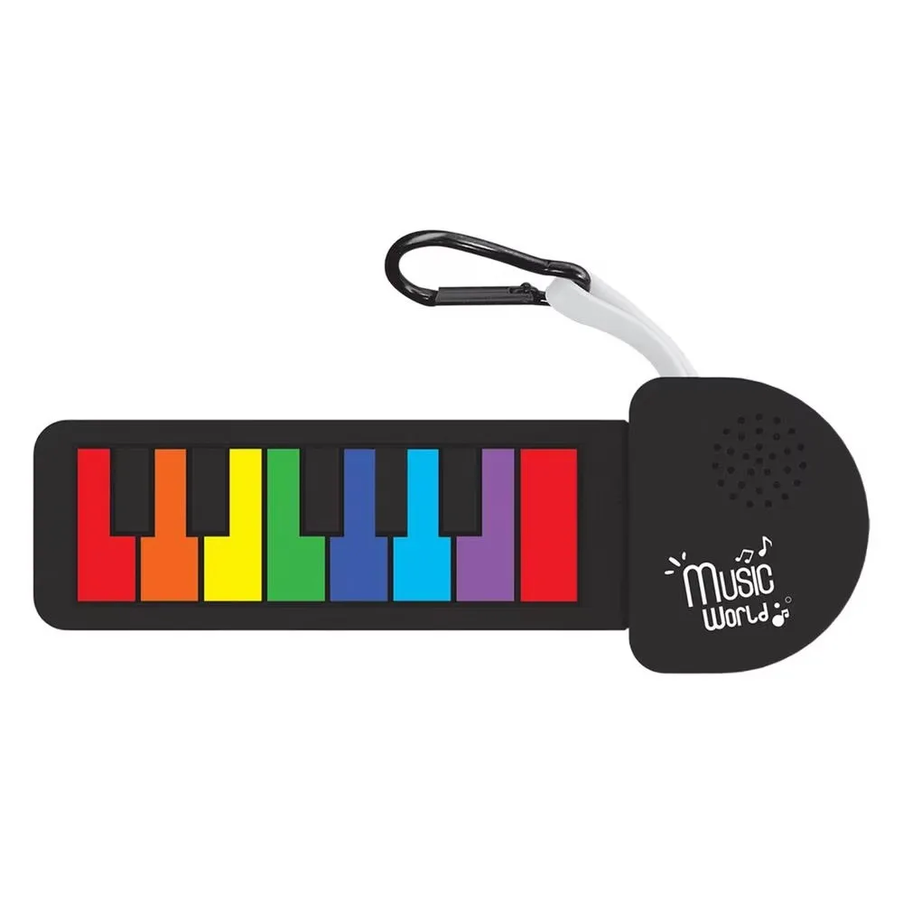 

Foldable Electronic Keyboard Keychain Portable Rainbow Color Mini Rainbow Guitar Keychain with Buckle Playable
