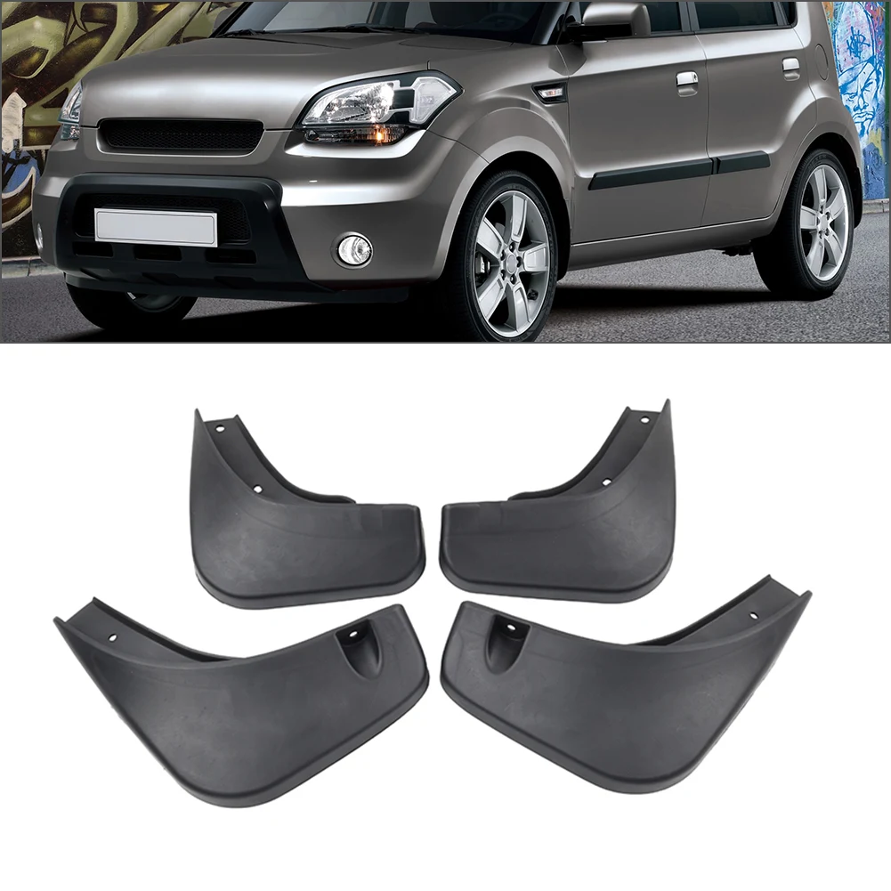 4pcs Car Wheel Mud Flaps Splash Guards PP + TPO For Kia Soul Pre-facelift 2010-2012