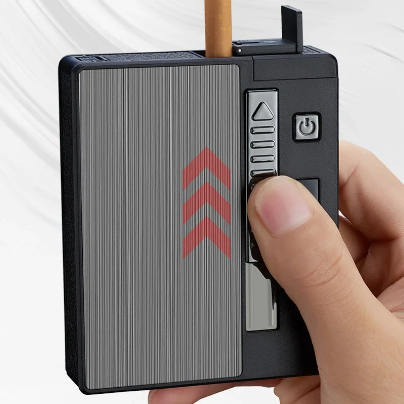 Double Arc Metal Cigarette Case Rechargeable Windproof Lighter Packs Full Pack of Cigarettes 20 PCS 10PCS Mens Gift