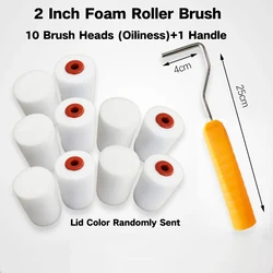 10PCS/set 2inch Oily Foam Roller Brush kit Polyester Sponge Mini Paint Roller for Wall decoration 50x35mm Painting Handle Tools