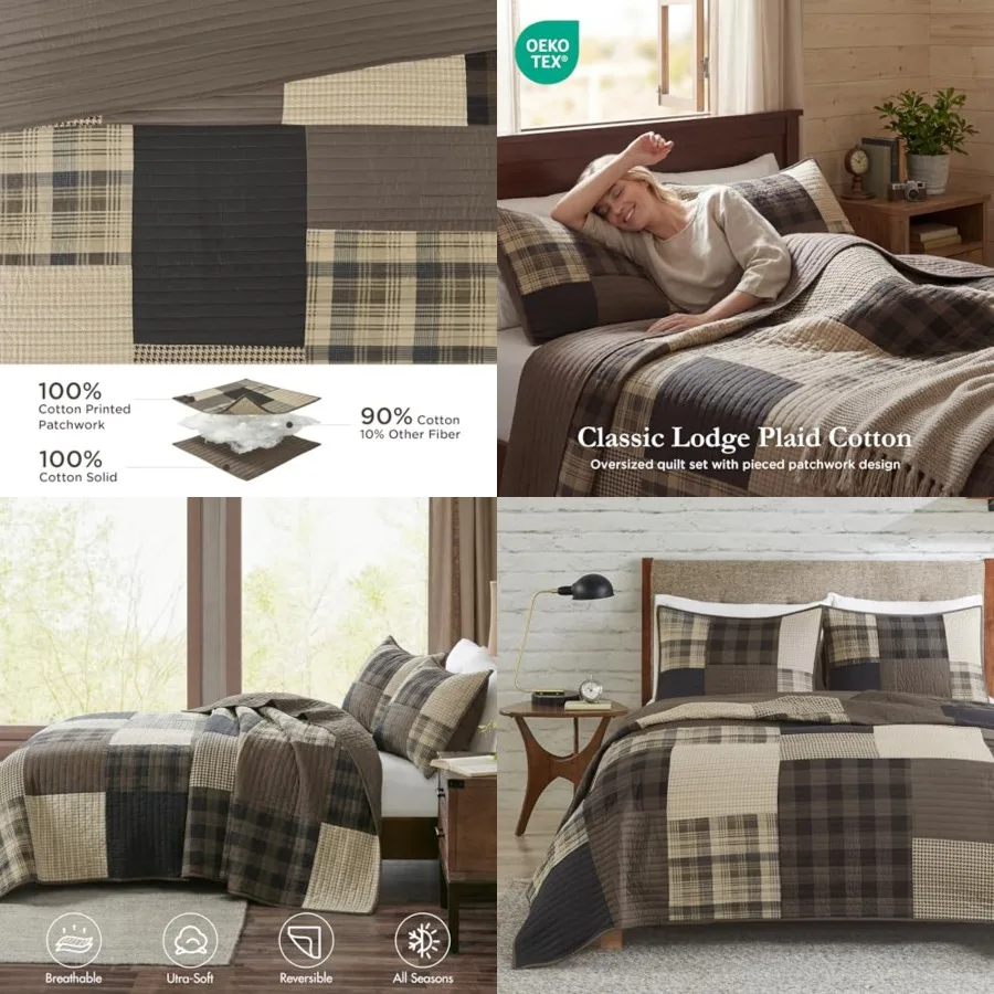 

Quilt Set Queen, Southwestern Aztec Bedding, Reversible Lightweight Bedspread, Oversized Rustic Cabin Quilt Set, Western Farmho