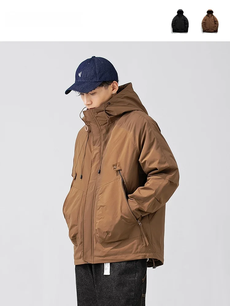 

Warmth Du down Hooded Jaet Youth Faion Streetwear Thiened Outdoor Men's Coat Windproof Breathable Casual Outerwear