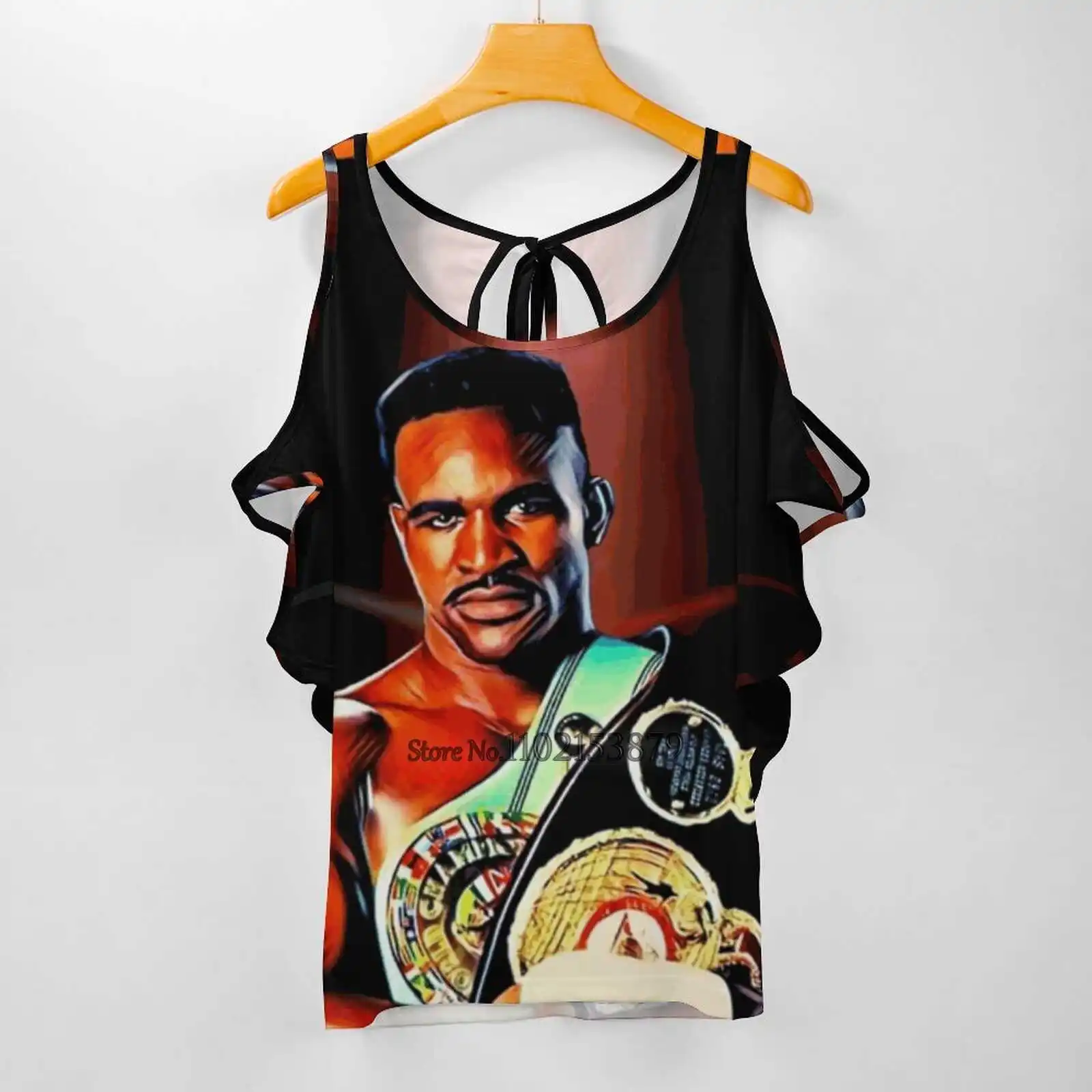 Evander Holyfield damska koszulka z dekoltem w serek Casual Sexy t-shirty drążą sweter z zamkiem błyskawicznym Top Evander Holyfield boks Sport