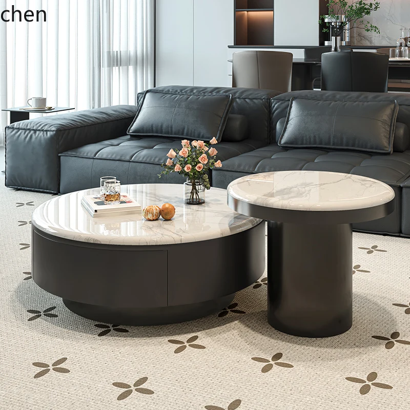 YFY  Microcrystalline Stone Coffee Table Living Room Round Light Luxury High-end Tea Table