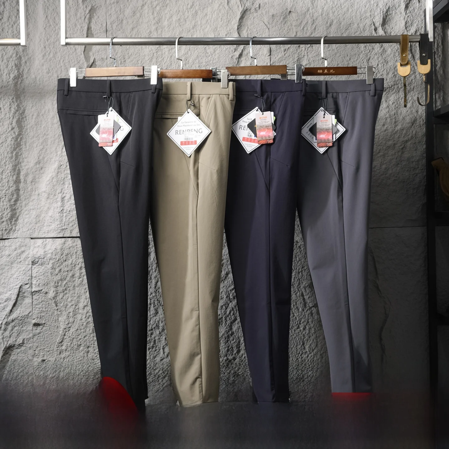 High Performance 3D Tailored Men's Casual Outdoor Business Commuter Long Pants Autumn Winter Straight Leg Warm Polyester Spandex