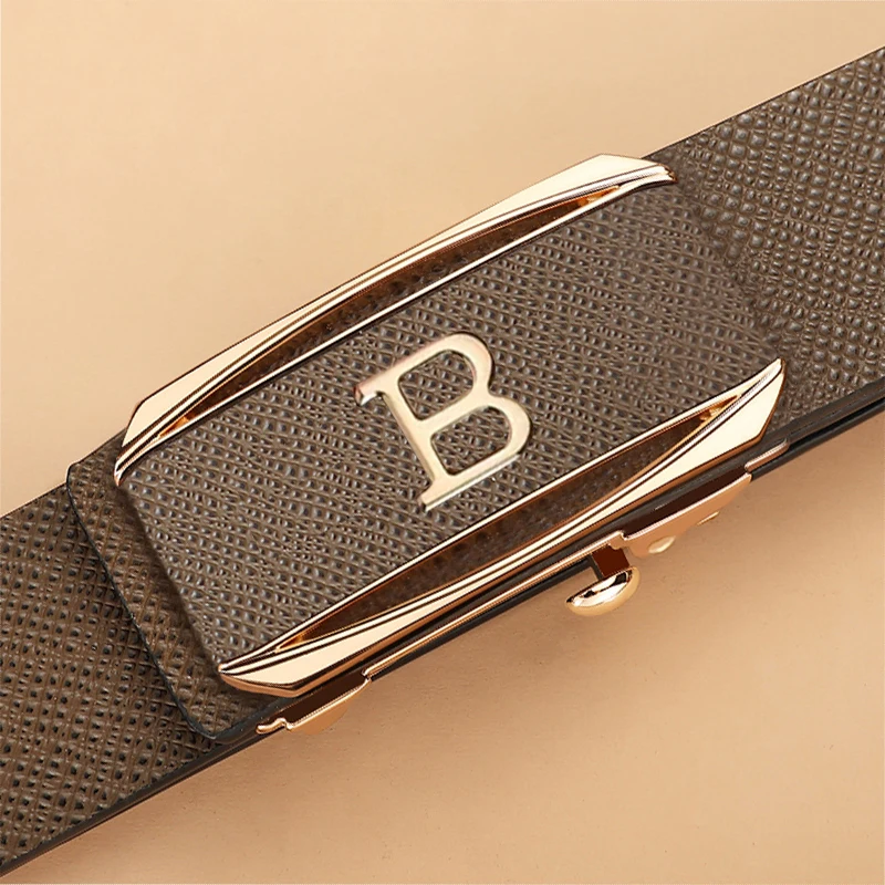 2024 High Quality Coffee Genuine Leather Belt B Letter Automatic Buckle Fashion Men\'s Belt Designer Casual Belt ceinture homme