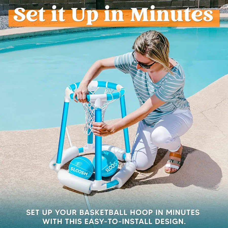 Ensemble de canapés de basket-ball de piscine, jeu de piscine de basket-ball flottant, jouets de flotteurs de natation avec pompe à balles, jouet de jeu d'eau en plein air d'été