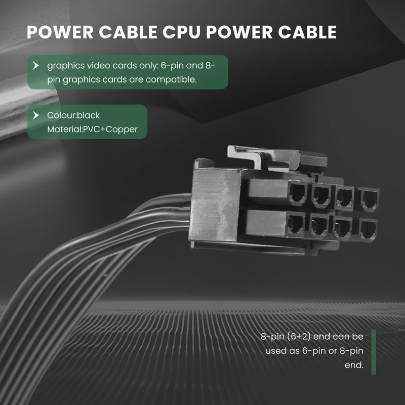 Cable de fuente de alimentación ATX CPU de 8 pines macho a Pcie Dual de 8 pines (6 + 2) macho para Corsair, fuente de alimentación Modular RM/HX/CX-M