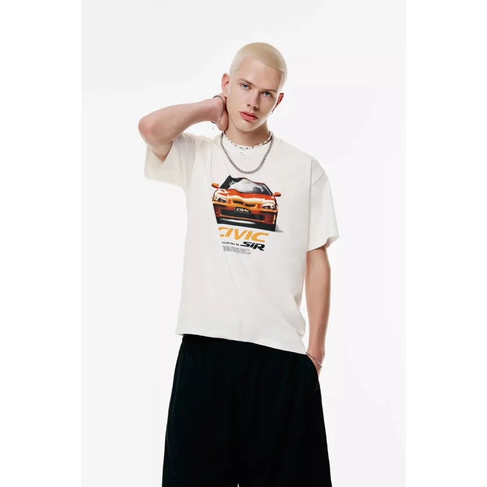 

Мужская и женская футболка Honda Civic, летние хлопковые рубашки с короткими рукавами, весенне-осенний свободный топ с принтом для мотоцикла по бездорожью