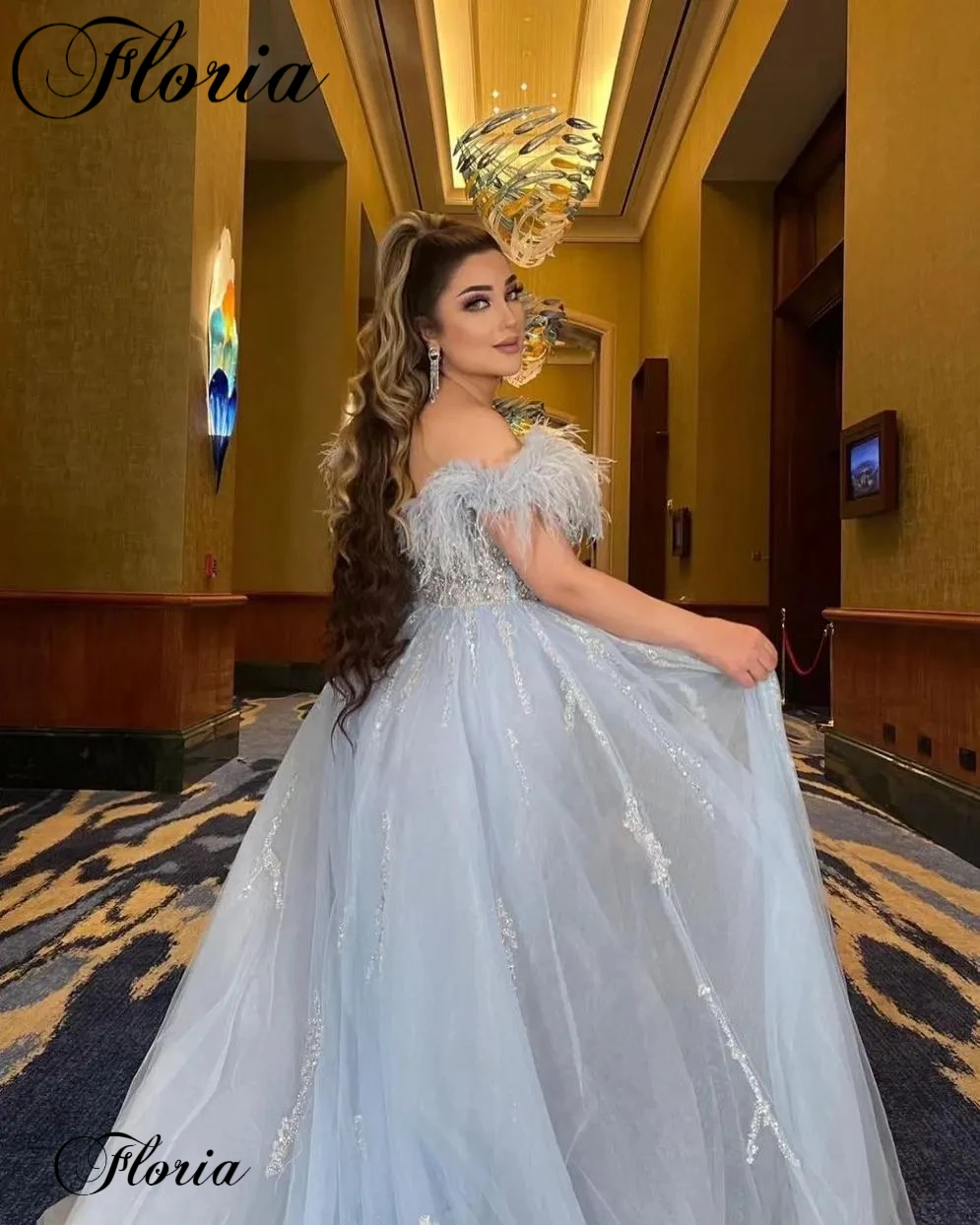 Middle East Gray Prom Dresses With Detachable Train Strapless Off Shoulder Evening Gowns Vestidos Femenino Red Carpet Gowns