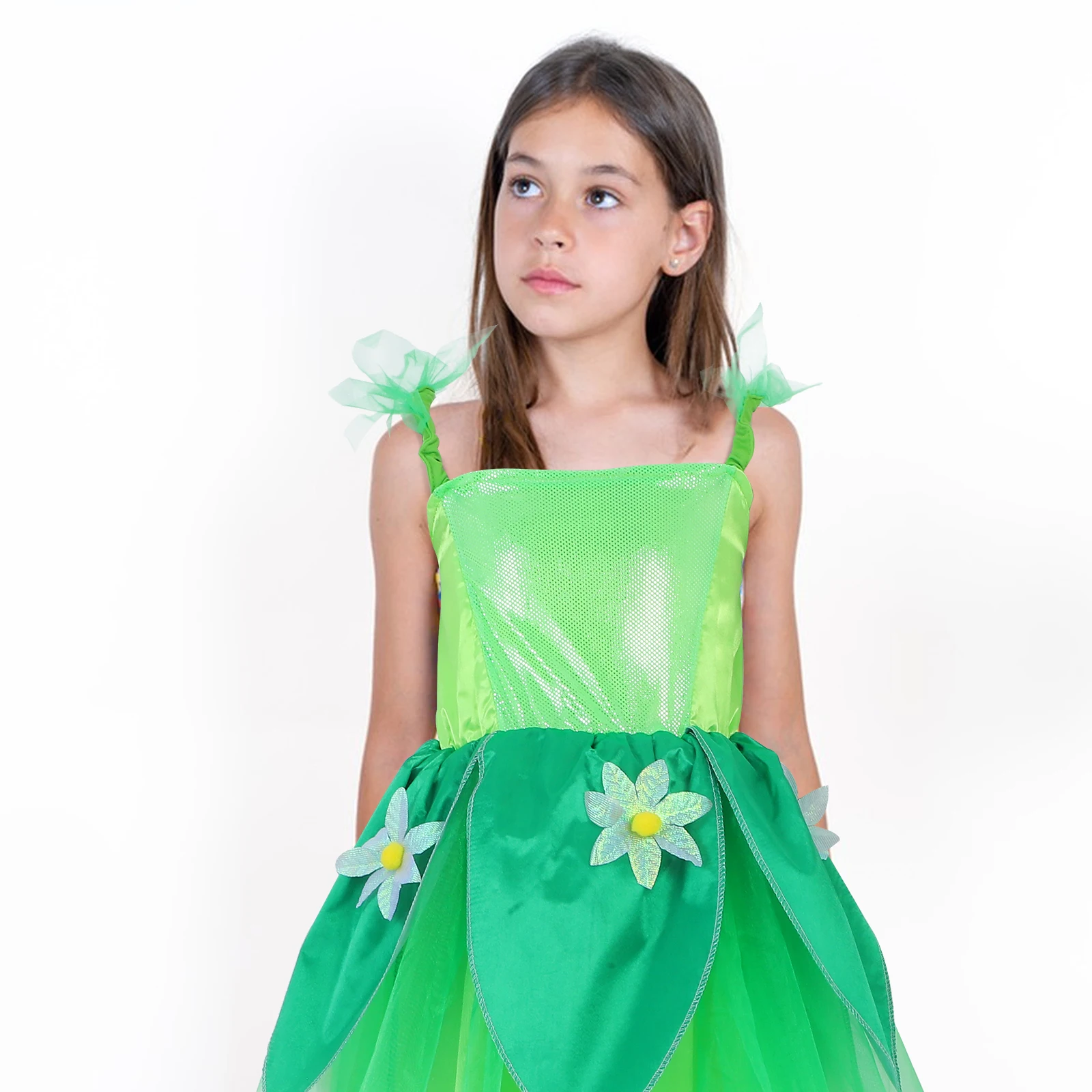 

1 Set Girls Fairy Kid Performance Outfit Holiday Party Tutu For Girls Kids Elf Costume Stage Dance Tulle Skirt Green Fairy Skirt