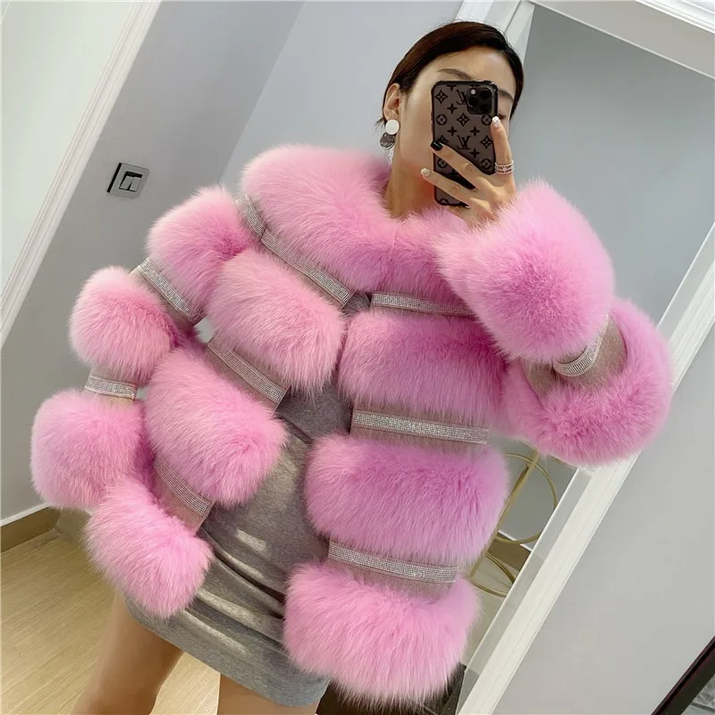 Fangtai 2023 Fashion Natural Real Fox Fur Coat Women Fur coat Winter Warm Luxury Fur Jacket Plus Size Female Vest Saga Furs