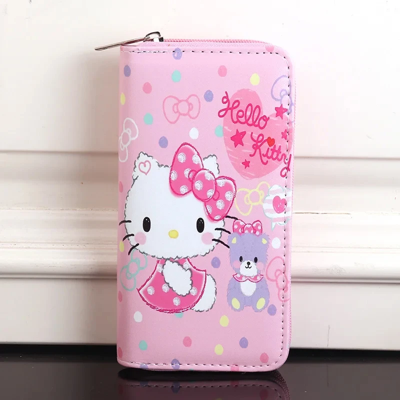 Розовый кошелек Sanrio Kawaii из искусственной кожи Hello Kitty, кошелек для монет для женщин и девочек, студенток, роскошная дизайнерская портативная сумка