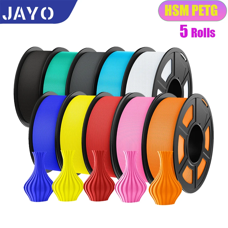 

JAYO 5Rolls High Speed Matte PETG 3D Printer Filaments 1.75mm no Bubble Free Mixed Color FDM 3D Printer Material for 3D Printing