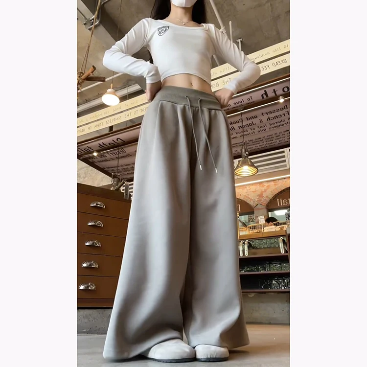 الأمريكية Sle خمر Dstring واسعة الساق السراويل النسائية فضفاضة السراويل الرياضية غير رسمية ضوء ey أوائل الخريف مشاعر كسول