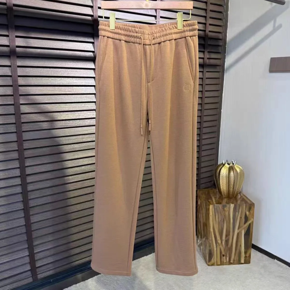 

Прямые брюки для бега из смеси шерсти с вышивкой, мужские повседневные брюки, осень-зима, новинка Sle Zya MHTO, нейтральные прямые брюки...