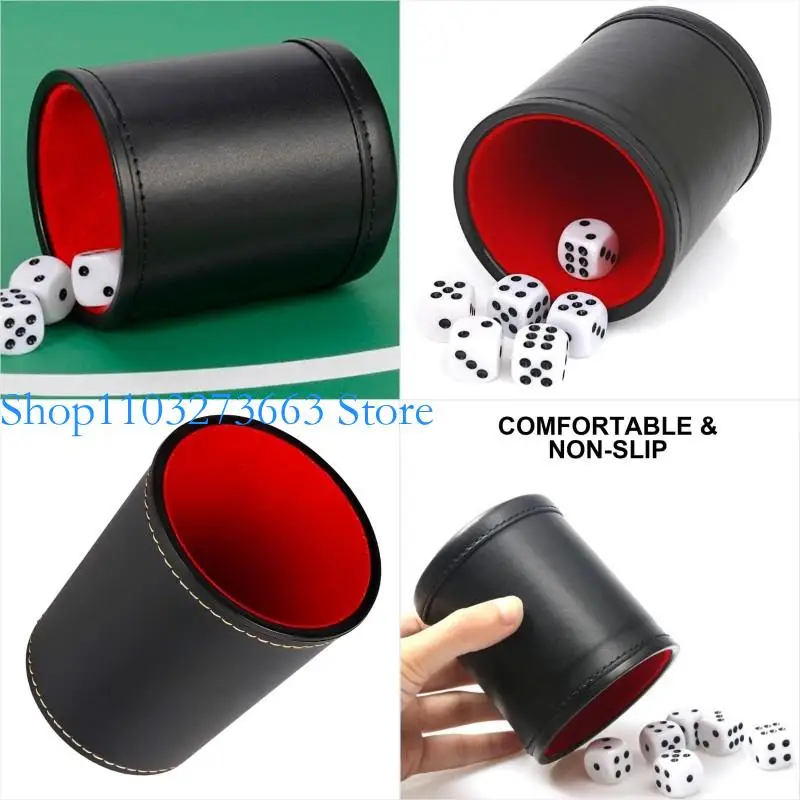 

652F Dices Cup PU Leather Stable Comfortable Hand Feeling Dices Shake Container Cup Professional For Table Board Game