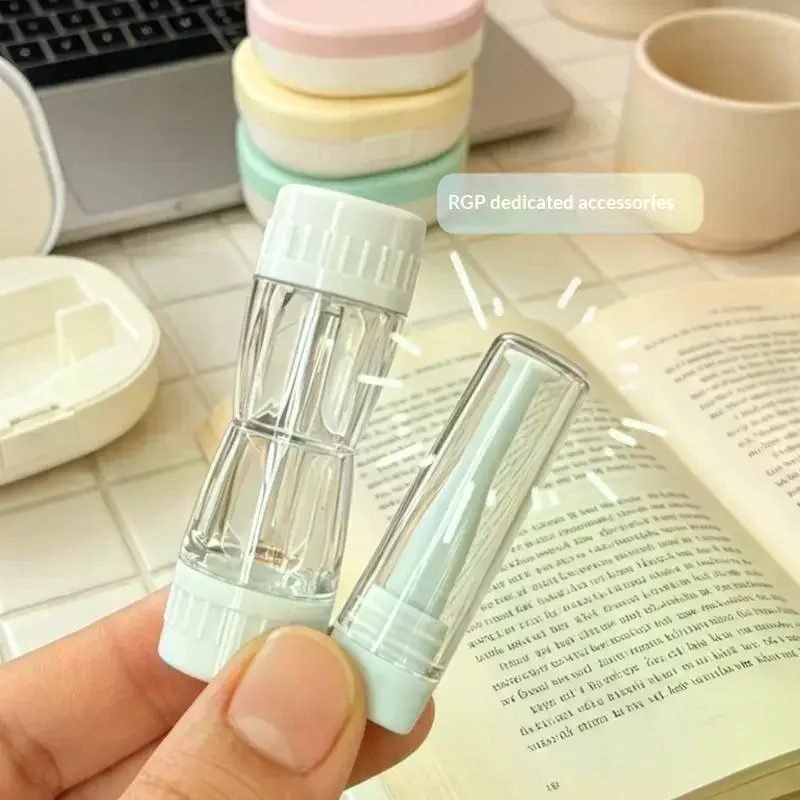 Shockproof Contact Lens Case with Mirror Solid Color Durable Plastic Storage Holder for Trip Outdoor Use