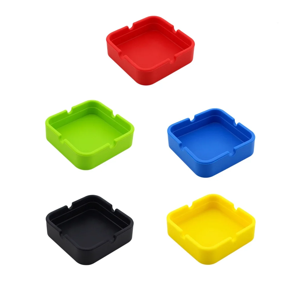 

5pcs Silicone Ashtray Unbreakable Heat Resistant Foldable Outdoor Camping Smoke Holder Camouflage Design For Home Car Travel