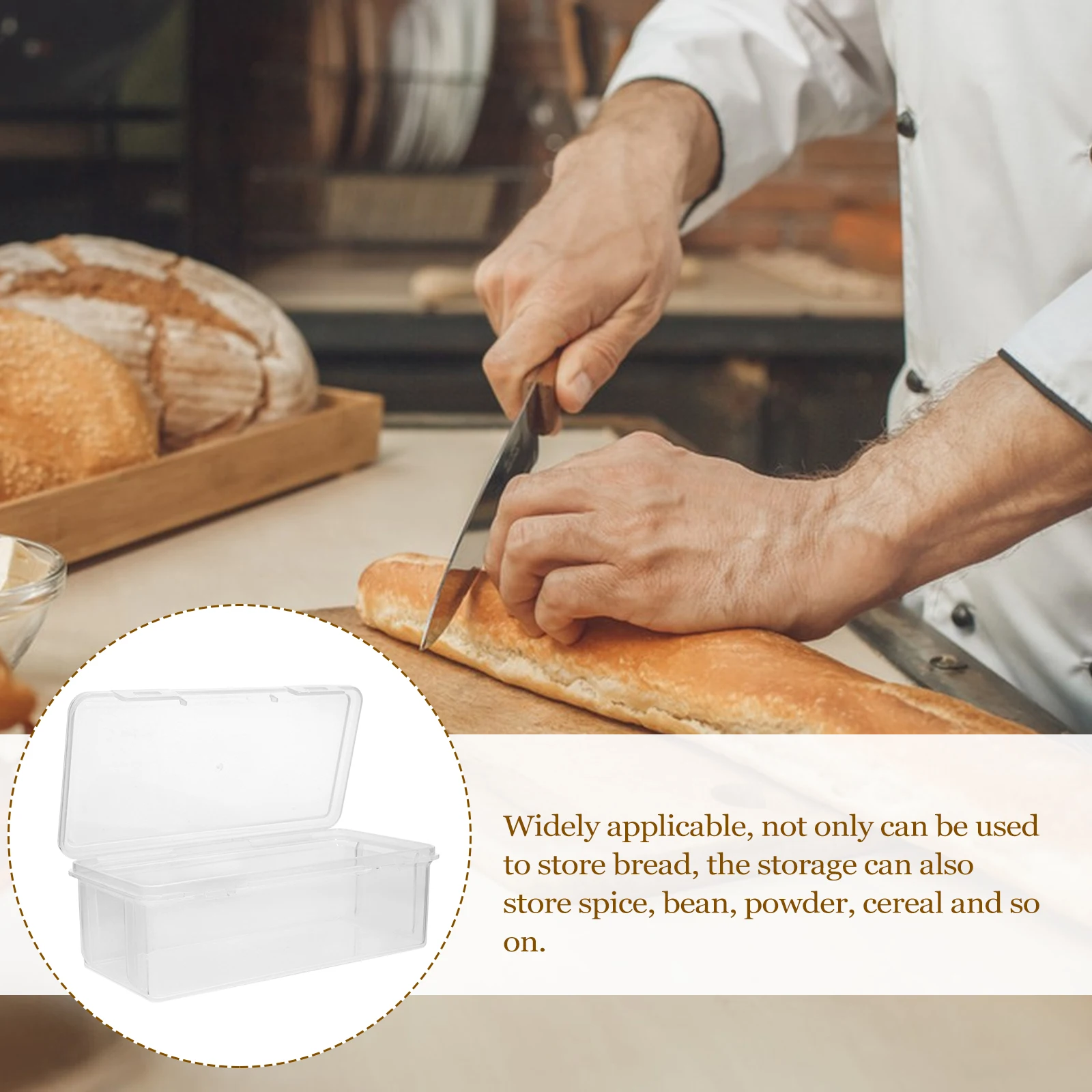 

2pcs Storage Container Clear Airtight Plastic Box For Kitchen Counter Bread Keeper Loaf Organizer Homemade Bread Saver Dustproof