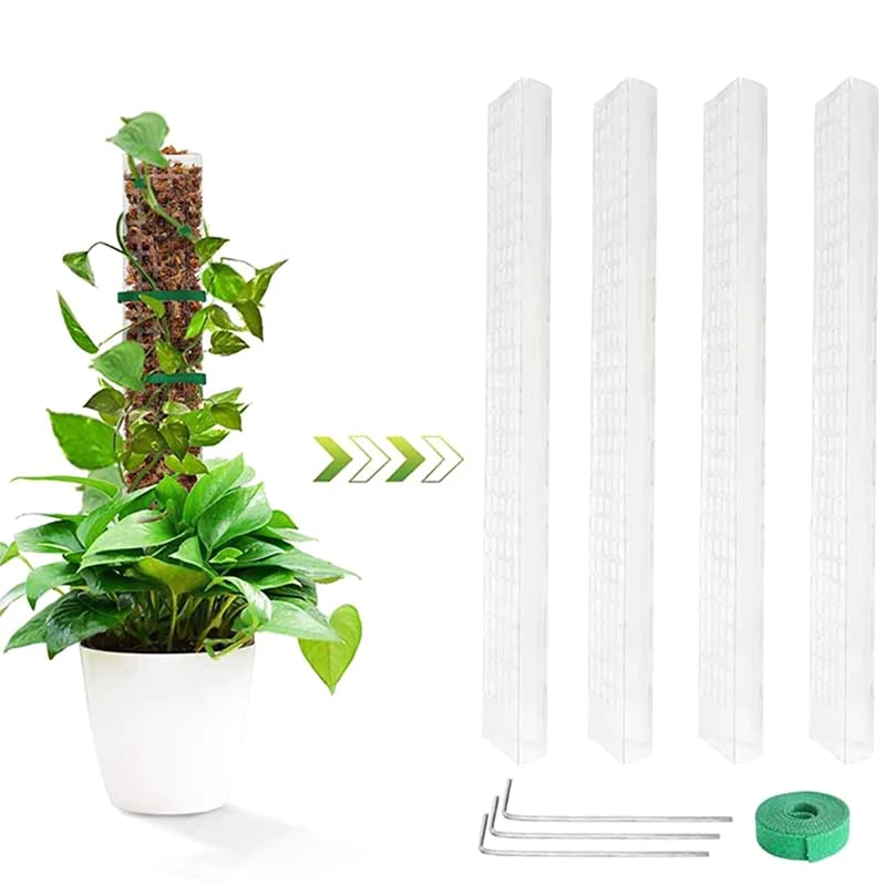 4Pcs 24Inch Plastic Moss Pole Stackable Plant Support For Plants Monstera For Indoor Climbing Plants Work