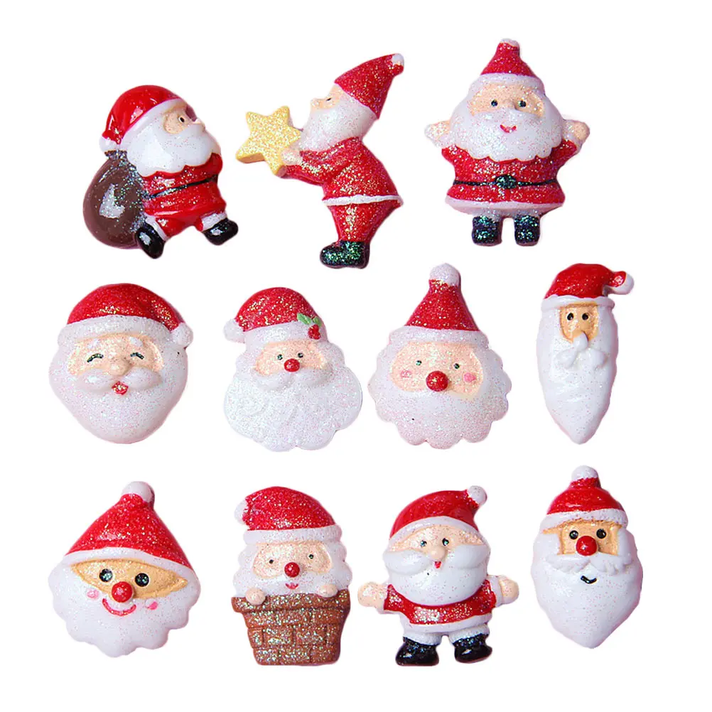 

20 Pcs Christmas Accessories Glitter Powder Santa Claus nament Phone Case Material Creative Gift Ideas Safe Resin Practical Diy