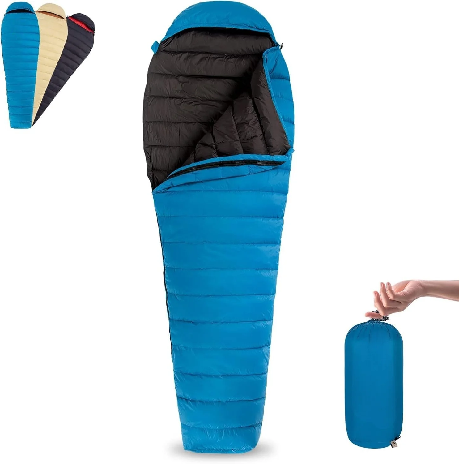 

！@Adult Ultralight Down Sleeping Bag, Range -5~35℃, 600 Fill Power, Compact, Backpacking Camping Sleeping Bag