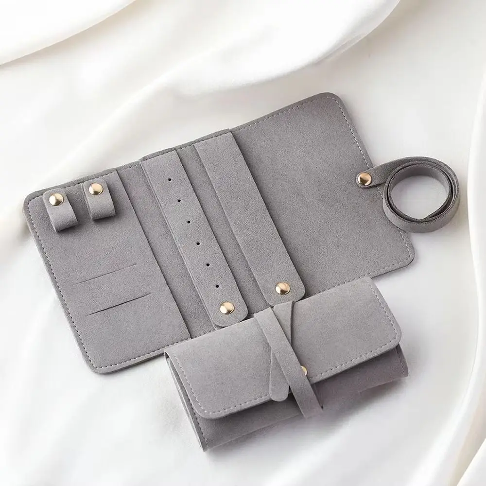 Folding Design Jewelry Organizer Roll Up Style Velvet Material Jewelry Storage Bag Handbag Organizer Multi-compartment Storage