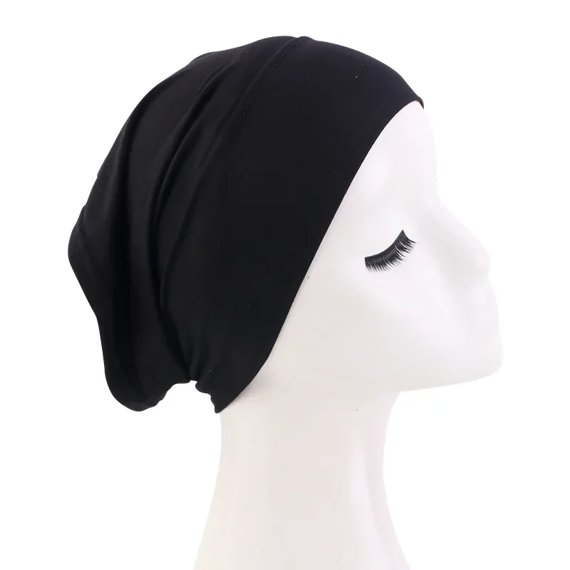 Bonnet Under Hijab for Women Plain Hijabs for Muslim Women Headwrap Elastic Breathable Islamic Woman Turban