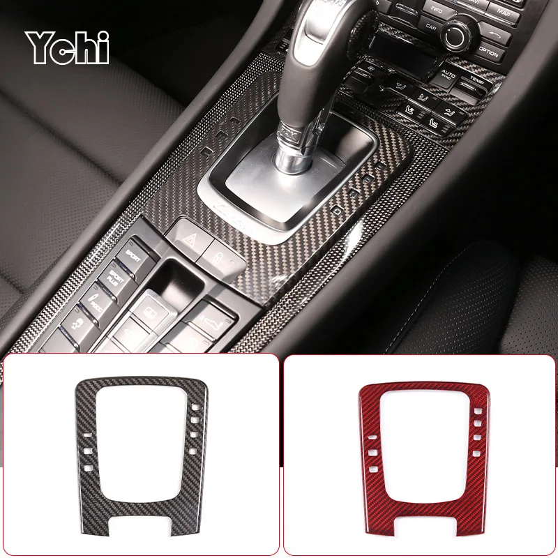 

For Porsche 718 911 2012-21 Real Carbon Fiber Car Central Control Gear Display Frame Decorative Sticker Car Interior Accessories