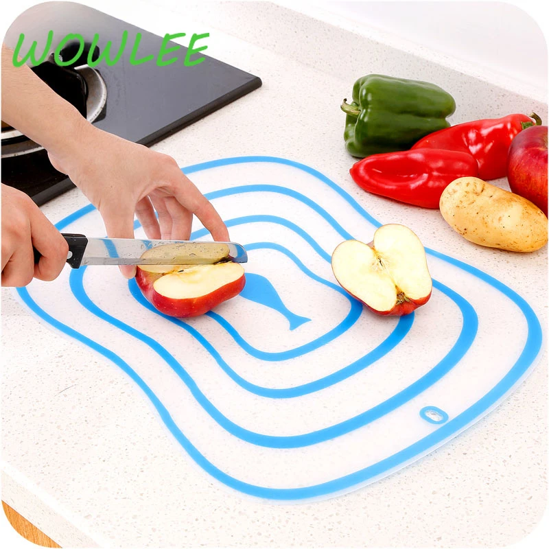 2PCS Flexible Plastic Chopping Block Mat Colorful Kitchen Cutting Board Nonslip Antimicrobial with Food Icons Food Grade PP