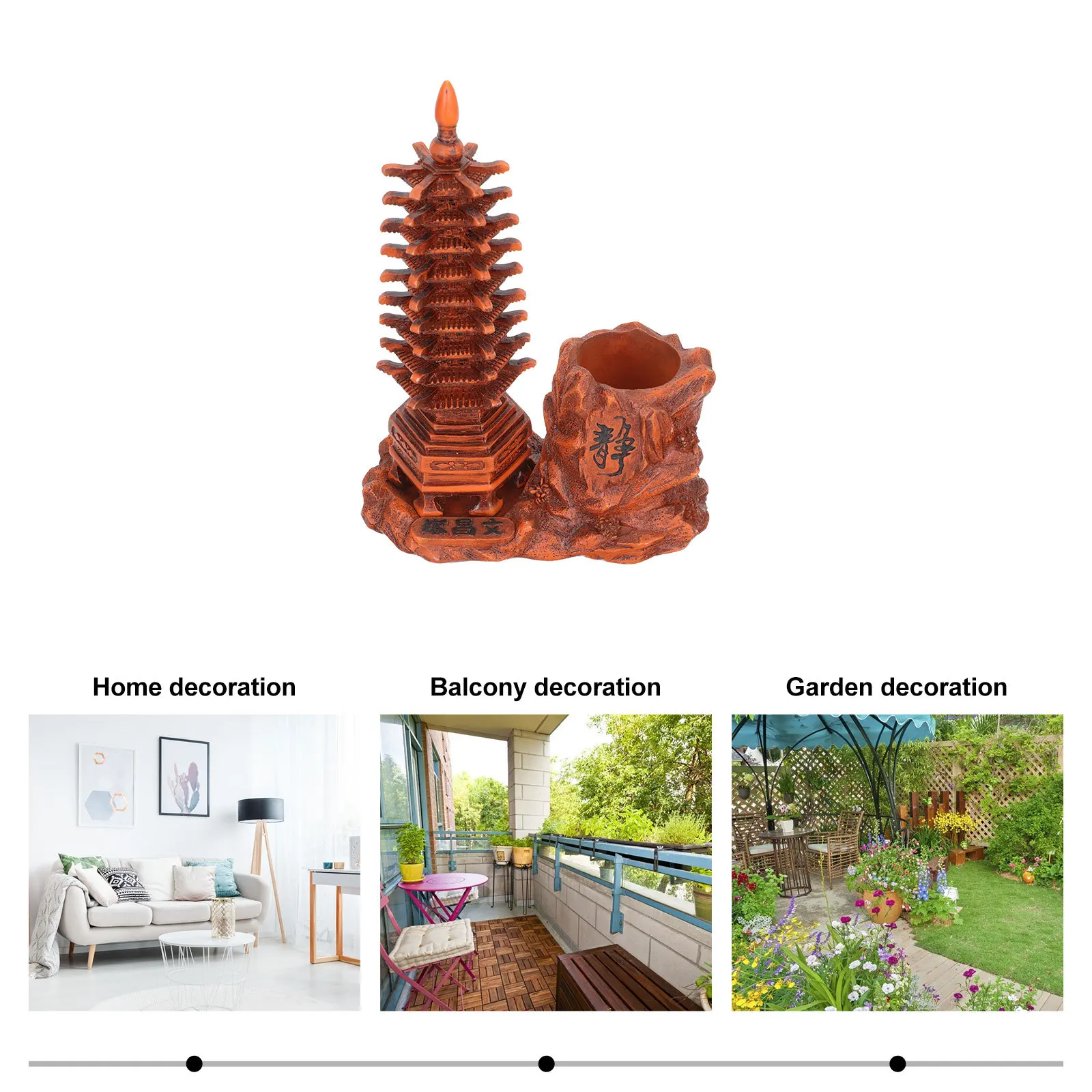برج تصميم حامل قلم مزهرية خشبية مقلدة الراتنج الحرفية زخرفة الإبداعية منظم سطح المكتب متعدد الوظائف تخزين ديكور #4