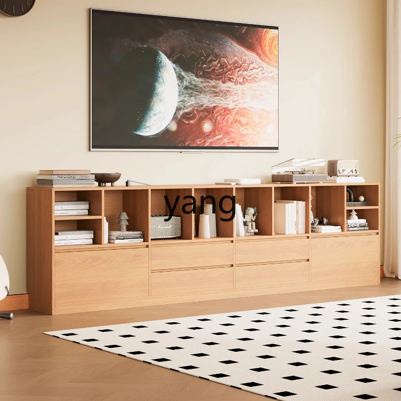 

YHM light luxury simple style solid wood TV cabinet spacious storage