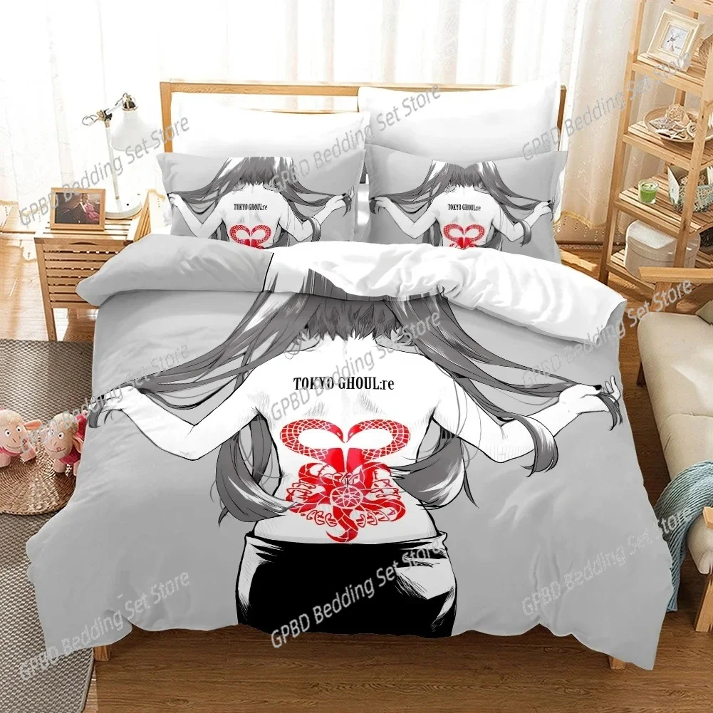 3D Print Anime Tokyo Ghoul Kaneki Ken Bedding Set Duvet Cover Bed Set Quilt Cover Pillowcase Comforter king Queen Size Boy Adult