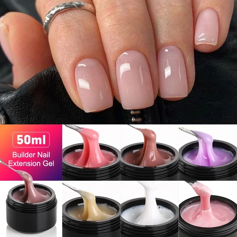 

Mshare Uv Nail Extension Gel Builder Clear Building Construction Hard Gel Manicure For Nails Finger Nude French Nail Art 50ML