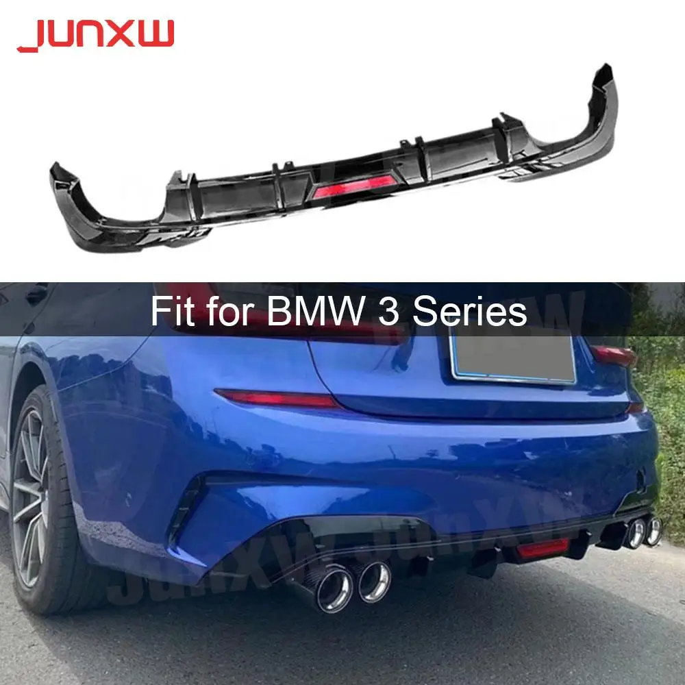 

ABS Car With Light Rear Bumper Lip Diffuser Spoiler for BMW 3 Series G20 G28 M Sport 2019-2021 Carbon Look Gloss Black Rear Lip