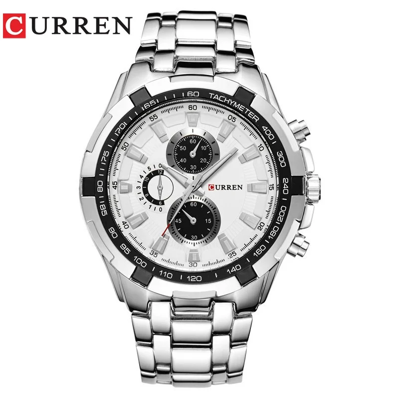 CURREN8023 Men'sFashion large dial leisure business watch  quartz waterproof wristwatch  Quartz Male Clock