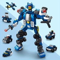 6 In 1 Police Robots Building Blocks Toy Police Cars Model Assembled Building Blocks Vehicle Toys Birthday Gifts Christmas Gifts