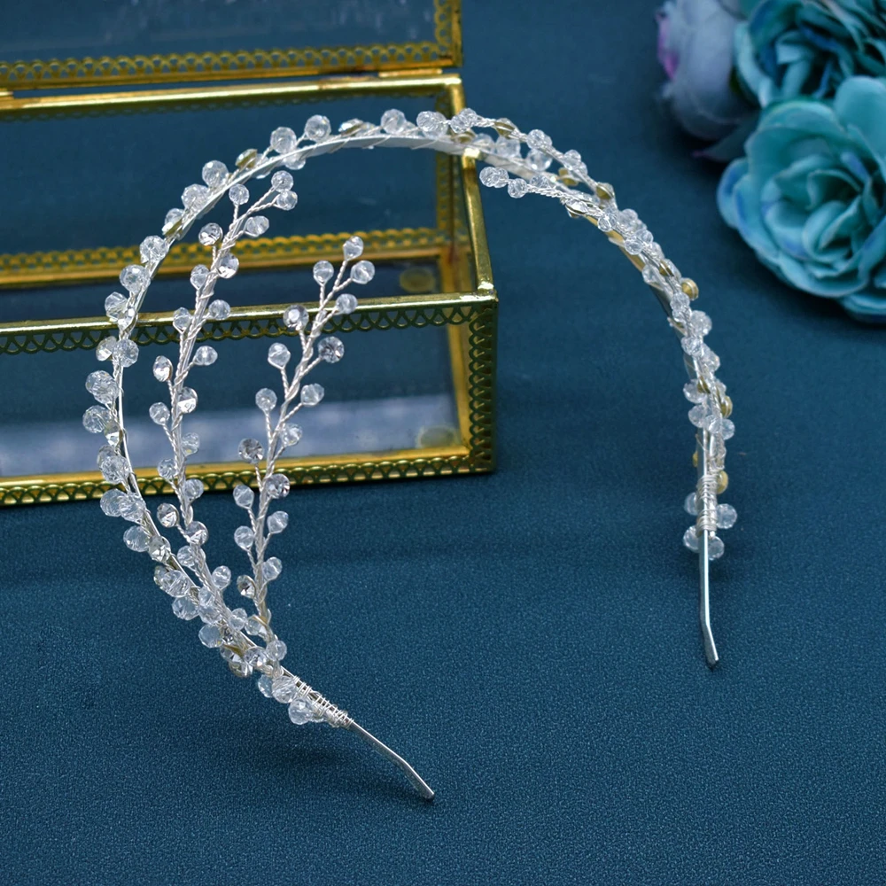 Prata Nupcial Tiaras com Cristal, Casamento Hairbands, Noiva Headband, Princesa Tiara, Cabeça Hoop Headpiece, Acessórios para o Cabelo, DZ102