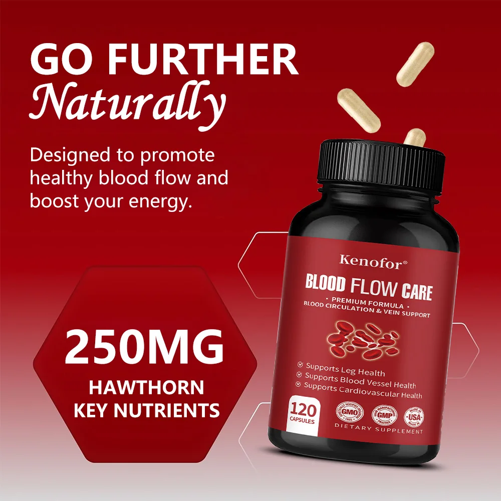 Blood Flow Care Capsules, Support Cardiovascular, Leg Vein & Body Circulation Balance, Maintain Physical Stamina & Vitality