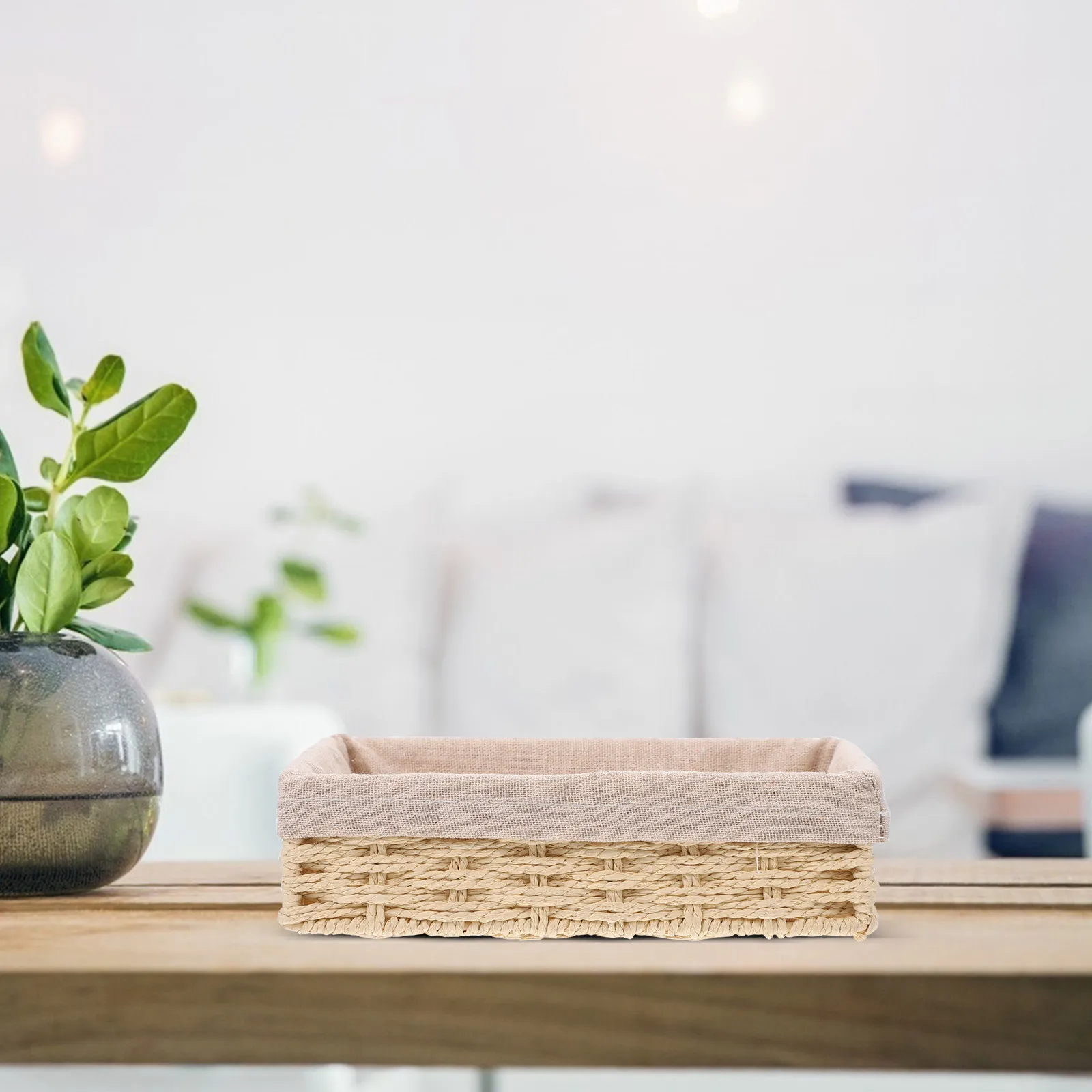 

1pc Desktop Sundries Box Twine Woven Storage Basket Home Organization Container Handmade Decorative Basket Porch Organizer