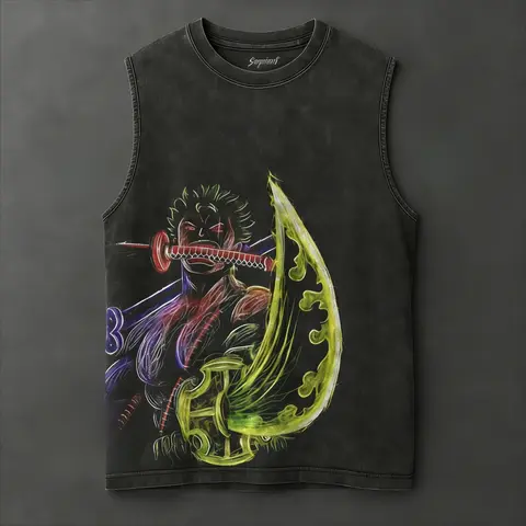 2026 One Piece Zoro Anime Gym Vest Vintage Washed Tank Tops Streetwear Harajuku Cosplay Men Women Sleeveless Shirt Summer Y2k