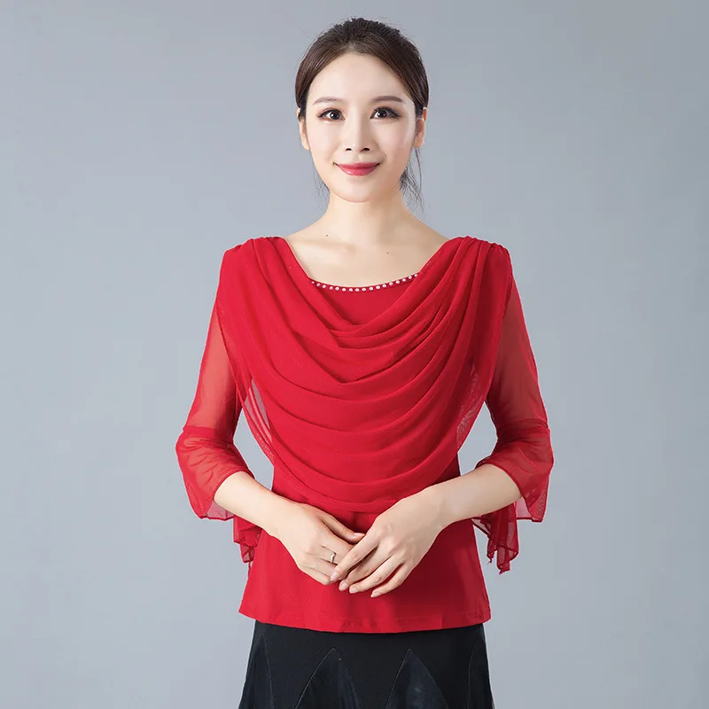 haut-de-danse-carree-pour-femmes-manches-longues-coupe-ajustee-vetement-d'entrainement-uniforme-de-danse-latine-moderne-nouveau-style-printemps-automne