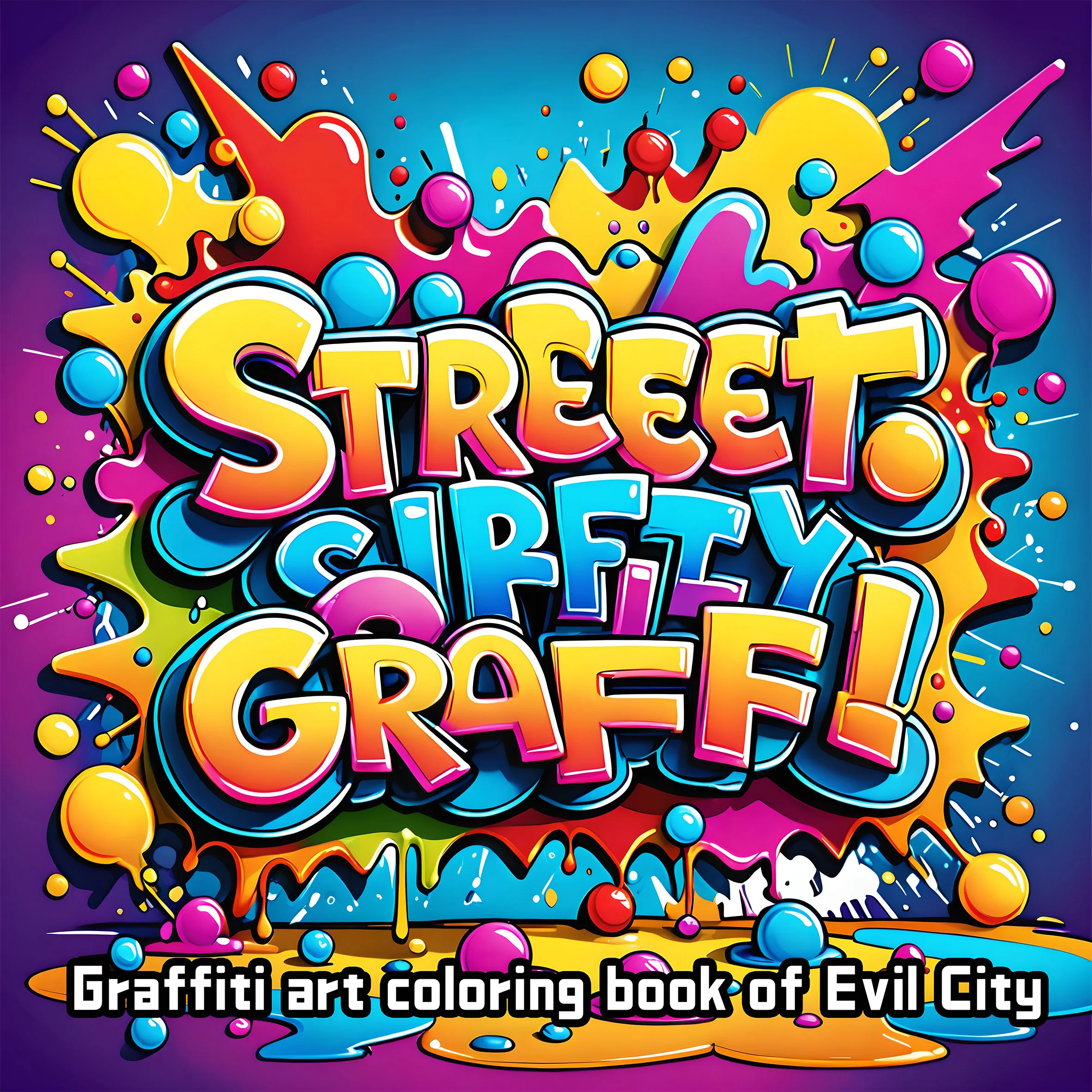

STREET GRAFFITI Colouring Book 26 Page for Adults Eraffiti art coloring book of Evil city for Drawing Book Perfect Gift ﻿